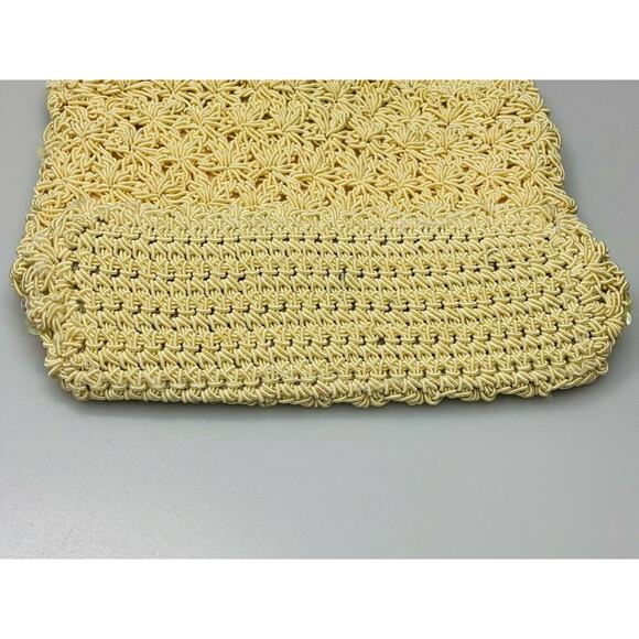 Small Cream Colored Macrame Purse with Sequin Accent - Picture 4 of 5